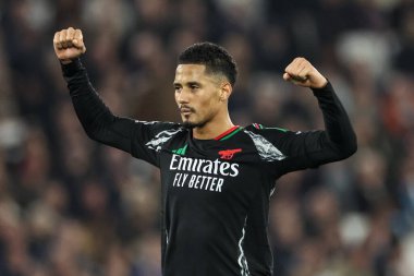 30 Kasım 2024 'te Londra Stadyumu' nda oynanan Premier League maçında Arsenal 'den William Sthe, West Ham United ve Arsenal maçında...