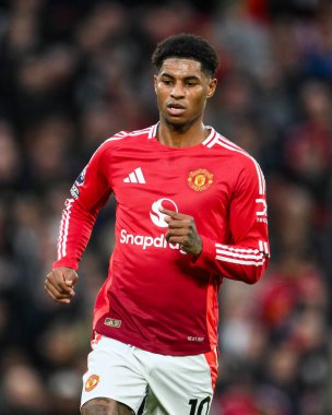 Manchester United 'dan Marcus Rashford Premier League maçı sırasında Manchester United Everton' a karşı Old Trafford, Manchester, İngiltere, 1 Aralık 2024