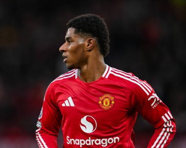 Manchester United 'dan Marcus Rashford Premier League maçı sırasında Manchester United Everton' a karşı Old Trafford, Manchester, İngiltere, 1 Aralık 2024