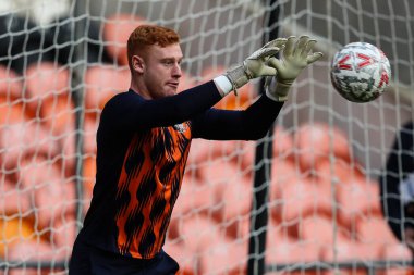 Mackenzie Chapman of Blackpool during the pre-game warm up ahead of the Emirates FA Cup 2nd Round match Blackpool vs Birmingham City at Bloomfield Road, Blackpool, United Kingdom, 1st December 2024 clipart