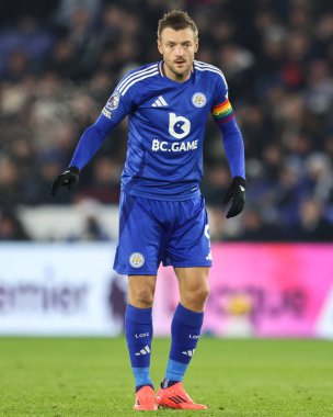 Leicester City 'den Jamie Vardy Premier League maçı sırasında Leicester City, West Ham United' a karşı King Power Stadyumu, Leicester, İngiltere, 3 Aralık 2024