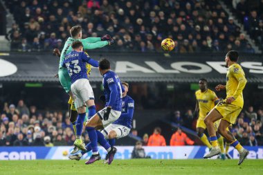 Crystal Palace 'dan Dean Henderson, Premier Lig maçı sırasında Ipswich Town' a karşı Ipswich Road, Ipswich, İngiltere, 3 Aralık 2024 'te Crystal Palace maçında topu açık bir şekilde atıyor.