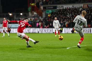 Wrexham 'dan Ryan Barnett, 3 Aralık 2024' te SToK Cae Ras, Wrexham, İngiltere 'de oynanan 1.