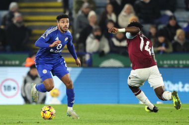 Leicester City 'den James Justin, Leicester City - West Ham United maçı sırasında King Power Stadyumu, Leicester, İngiltere' de 3 Aralık 2024 'te maç yaptı.