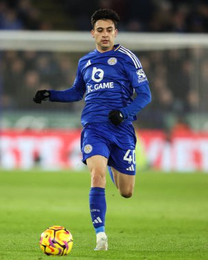 Facundo Buonanotte of Leicester City goes forward with the ball during the Premier League match Leicester City vs West Ham United at King Power Stadium, Leicester, United Kingdom, 3rd December 2024 clipart