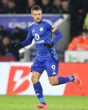 Leicester City 'den Jamie Vardy Premier League maçı sırasında Leicester City, West Ham United' a karşı King Power Stadyumu, Leicester, İngiltere, 3 Aralık 2024