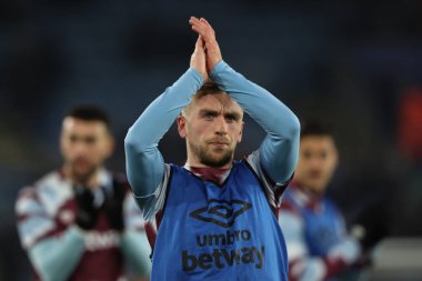 West Ham United West Ham United 'dan Jarrod Bowen Premier League maçında Leicester City, West Ham United' a karşı King Power Stadyumu, Leicester, İngiltere, 3 Aralık 2024