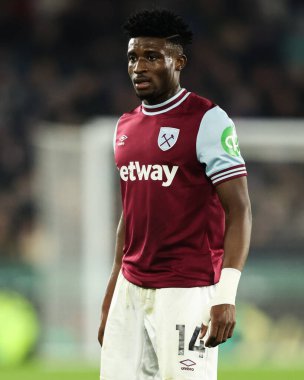 Premier Lig karşılaşması sırasında West Ham United 'tan Mohammed Kudus King Power Stadyumu' nda Leicester City ile West Ham United karşılaşması, 3 Aralık 2024