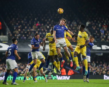 Liam Delap of Ipswich Town heads the ball clear of his defensive area during the Premier League match Ipswich Town vs Crystal Palace at Portman Road, Ipswich, United Kingdom, 3rd December 2024 clipart