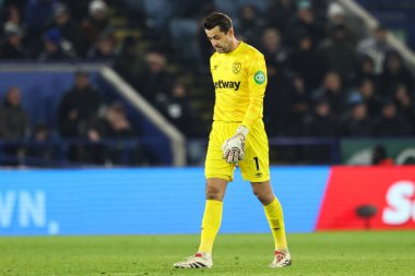 West Ham United takımından Ukrayna Fabiaski, 3 Aralık 2024 'te King Power Stadyumu' nda oynanan Premier League maçında Leicester City-West Ham United maçında tepki gösterdi.