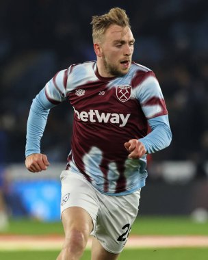 West Ham United West Ham United 'dan Jarrod Bowen Premier League maçında Leicester City, West Ham United' a karşı King Power Stadyumu, Leicester, İngiltere, 3 Aralık 2024