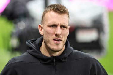 Newcastle United takımından Dan Burn, İngiltere 'nin Newcastle kentindeki St. James' Park 'ta oynanan Premier League maçı sırasında geldi.