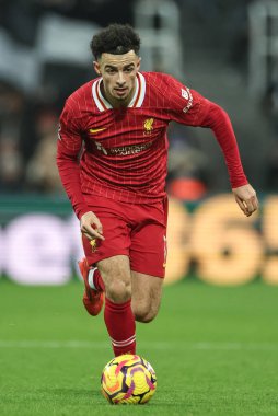 Liverpool 'dan Curtis Jones, 4 Aralık 202' de İngiltere 'nin Newcastle kentindeki St. James' Park 'ta oynanan Premier Lig maçı Newcastle United-Liverpool maçında topu aldı.