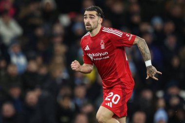 Premier Lig maçı sırasında Nottingham Ormanı 'ndan Jota Silva Manchester City ile Nottingham Ormanı arasında Etihad Stadyumu, Manchester, İngiltere, 4 Aralık 2024