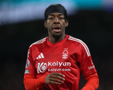 Nottingham Ormanı 'ndan Anthony Elanga Premier League maçı sırasında Manchester City, Etihad Stadyumu' nda Nottingham Forest 'a karşı 4 Aralık 2024