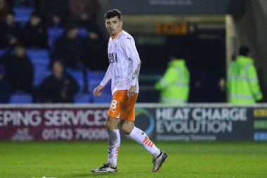 Blackpool takımından Albie Morgan 4 Aralık 2024 'te Croud Meadow, Shrewsbury' de Shrewsbury Town 'a karşı Blackpool maçında
