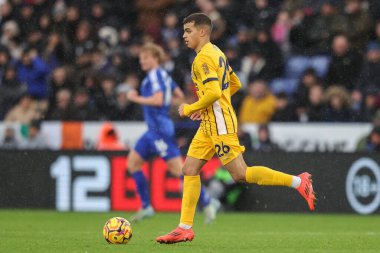 Yasin Ayari of Brighton & Hove Albion breaks with the ball during the Premier League match Leicester City vs Brighton and Hove Albion at King Power Stadium, Leicester, United Kingdom, 8th December 2024 clipart