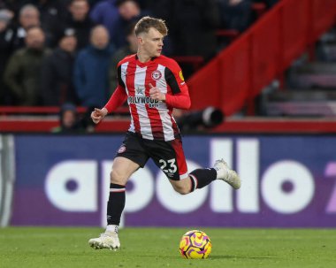Brentford 'dan Keane Lewis-Potter Premier League maçında Brentford Newcastle United' a karşı Gtech Community Stadyumu, Londra, İngiltere, 7 Aralık 2024