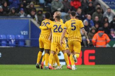 Tariq Lamptey of Brighton & Hove Albion celebrates his goal to make it during the Premier League match Leicester City vs Brighton and Hove Albion at King Power Stadium, Leicester, United Kingdom, 8th December 2024 clipart