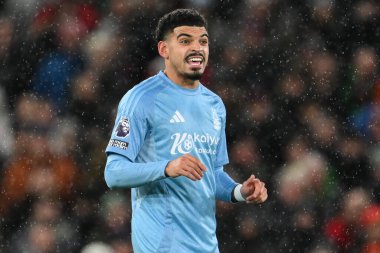 Nottingham Ormanı 'ndan Morgan Gibbs-White Premier League maçı sırasında Manchester United Nottingham Forest' a karşı Old Trafford, Manchester, İngiltere, 7 Aralık 2024