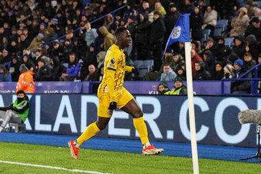 Brighton & Hove Albion takımından Yankuba Minteh, Premier Lig karşılaşmasında Leicester City 'nin Brighton ve Hove Albion' a karşı 8 Aralık 2024 'te King Power Stadyumu, Leicester, İngiltere' de oynanan karşılaşmada 0-2 kazanma golünü kutluyor.