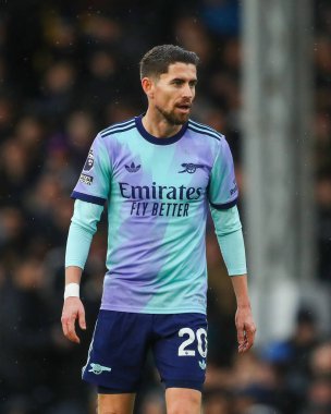 Premier Lig karşılaşmasında Arsenal 'den Jorginho, 8 Aralık 2024' te Craven Cottage, Londra 'da Fulham ve Arsenal' e karşı.