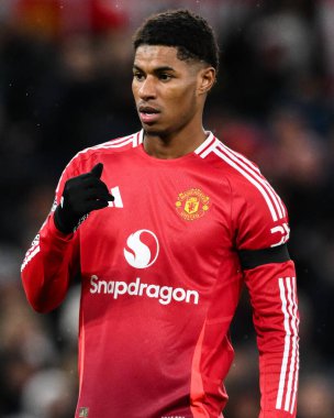 Manchester United ile Nottingham Forest arasındaki Premier League maçı sırasında Manchester United 'dan Marcus Rashford 7 Aralık 2024' te Old Trafford, Manchester, İngiltere