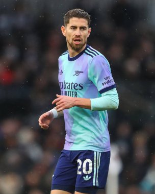 Premier Lig karşılaşmasında Arsenal 'den Jorginho, 8 Aralık 2024' te Craven Cottage, Londra 'da Fulham ve Arsenal' e karşı.