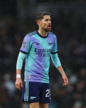 Premier Lig karşılaşmasında Arsenal 'den Jorginho, 8 Aralık 2024' te Craven Cottage, Londra 'da Fulham ve Arsenal' e karşı.