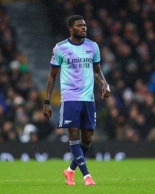 Premier Lig maçında Arsenal 'den Thomas Partey, 8 Aralık 2024' te Craven Cottage, Londra 'da Fulham Arsenal' e karşı.