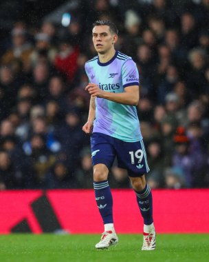 Arsenal 'den Leandro Trossard Premier League maçında Fulham Arsenal' e karşı Craven Cottage, Londra, İngiltere, 8 Aralık 2024