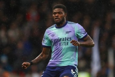 Premier Lig maçında Arsenal 'den Thomas Partey, 8 Aralık 2024' te Craven Cottage, Londra 'da Fulham Arsenal' e karşı.