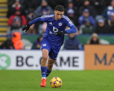 Leicester City 'den Bilal El Khannouss Premier League maçı sırasında Leicester City, King Power Stadyumu' nda Brighton ve Hove Albion 'a karşı, 8 Aralık 2024