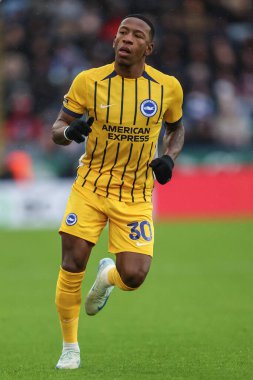 Brighton & Hove Albion takımından Pervis Estupin Premier League maçında Leicester City, Brighton ve Hove Albion 'a karşı King Power Stadyumu, Leicester, İngiltere, 8 Aralık 2024