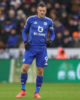 Leicester City 'den Jamie Vardy Premier League maçında Leicester City, Brighton ve Hove Albion' a karşı King Power Stadyumu, Leicester, İngiltere, 8 Aralık 2024