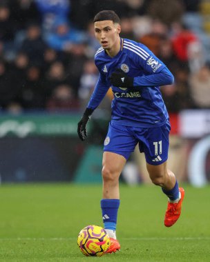 Leicester City 'den Bilal El Khannouss Premier League maçı sırasında Leicester City, King Power Stadyumu' nda Brighton ve Hove Albion 'a karşı, 8 Aralık 2024