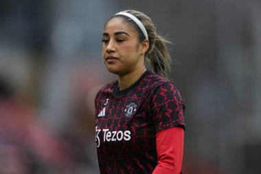 Manchester United 'dan Gabby George Barclays Bayanlar Süper Ligi maçından önce Manchester United Women Liverpool Women' a karşı Leigh Spor Köyü, Leigh, İngiltere, 8 Aralık 2024