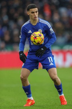 Leicester City 'den Bilal El Khannouss Premier League maçı sırasında Leicester City, King Power Stadyumu' nda Brighton ve Hove Albion 'a karşı, 8 Aralık 2024