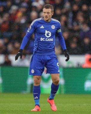 Leicester City 'den Jamie Vardy Premier League maçında Leicester City, Brighton ve Hove Albion' a karşı King Power Stadyumu, Leicester, İngiltere, 8 Aralık 2024