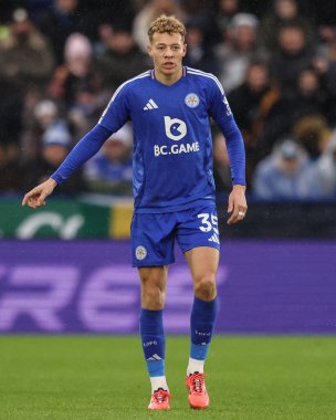 Leicester City 'den Kasey McAteer Premier League maçı sırasında Leicester City, King Power Stadyumu' nda Leghton ve Hove Albion 'a karşı, 8 Aralık 2024