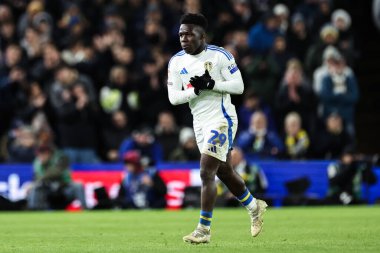 Leeds United takımından Wilfried Gnonto 10 Aralık 2024 'te Leeds Road, Leeds, İngiltere' de Leeds United 'a karşı oynanan Sky Bet Şampiyonası maçında