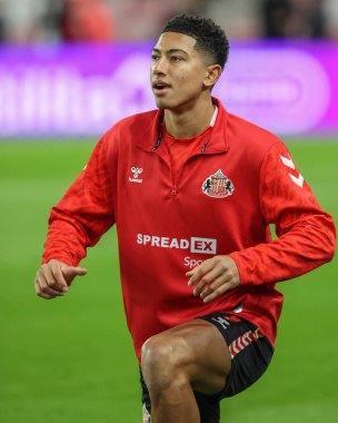Sunderland 'dan Jobe Bellingham 10 Aralık 2024' te Sunderland - Bristol City Stadyumu, Sunderland, İngiltere 'de oynanan maç öncesi ısınma maçında