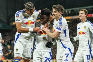 Wilfried Gnonto of Leeds United celebrates his goal to make it 1-0 during the Sky Bet Championship match Leeds United vs Middlesbrough at Elland Road, Leeds, United Kingdom, 10th December 2024 clipart