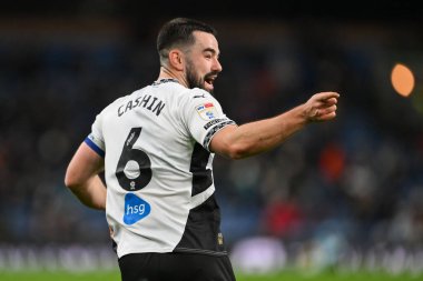 Eiran Cashin of Derby County point to the Burnley fans during the Sky Bet Championship match Burnley vs Derby County at Turf Moor, Burnley, United Kingdom, 10th December 2024 clipart