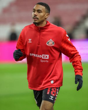 Sunderland 'dan Wilson Isidor 10 Aralık 2024' te İngiltere 'nin Sunderland kentinde oynanan Sunderland-Bristol City maçında maç öncesi ısınma maçında