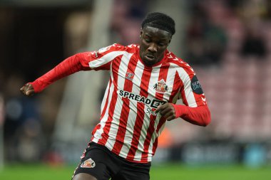 Sunderland 'dan Eliezer Mayenda 10 Aralık 2024' te Sunderland 'a karşı Bristol City Stadyumu, Sunderland, Birleşik Krallık' ta oynanan Gökyüzü İddia Şampiyonası maçında