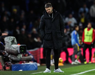 Michael Carrick Middlesbrough teknik direktörü 10 Aralık 2024 'te Leeds United ile Middlesbrough arasındaki Sky Bet Şampiyonası maçında tepki gösterdi.