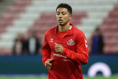 Sunderland 'dan Jobe Bellingham 10 Aralık 2024' te Sunderland - Bristol City Stadyumu, Sunderland, İngiltere 'de oynanan maç öncesi ısınma maçında