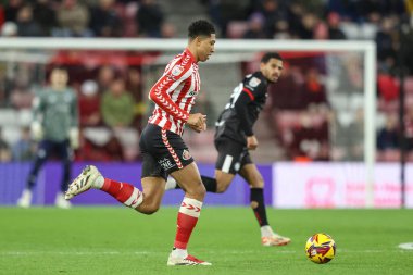 Sunderland 'dan Jobe Bellingham, 10 Aralık 2024' te İngiltere 'nin Sunderland kentinde oynanan Sunderland-Bristol City maçında topu aldı.