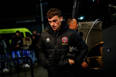 Oliver Arblaster of Sheffield United arrives at The Den prior to the Sky Bet Championship match Millwall vs Sheffield United at The Den, London, United Kingdom, 11th December 2024 clipart